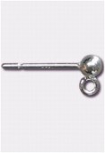 .925 Sterling Silver Earposts Ball & Post Earrings W / Ring 3mm x2