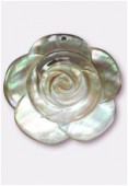 Mother-Of-Pearl Gray Rose Pendant 40mm x1