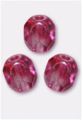 3mm Czech Round Fire Polish Glass Beads  Pink / Crystal x50
