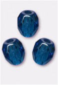 4mm Czech Round Fire Polish Glass Beads Capri Blue x50