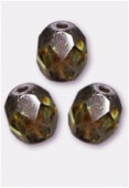 5mm Czech Round Fire Polish Glass Beads Lumi Green x24