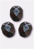 4mm Czech Round Fire Polish Glass Beads Hematite x50