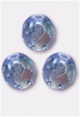 5mm Czech Round Fire Polish Glass Beads Sapphire AB x24
