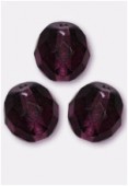 10mm Czech Round Fire Polish Glass Beads Dark Amethyst x6