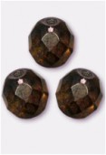 10mm Czech Round Fire Polish Glass Beads Lumi Brown x6