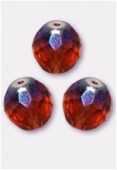 12mm Czech Round Fire Polish Glass Beads Peach AB x2