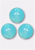6mm Czech Smooth Round Glass Beads Milky Turquoise x24