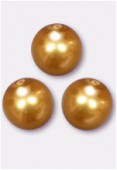 8mm Czech Smooth Round Pearls Gold x6
