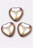 12x11mm Czech Smooth Heart Pearls Beige x4