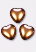 12x11mm Czech Smooth Heart Pearls Hazelnut x4