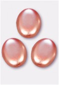 12x9mm Czech Smooth Oval Coin Pearls Salmon x4