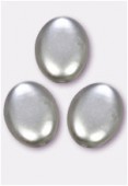 12x9mm Czech Smooth Oval Coin Pearls Pale Gray x4