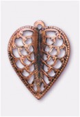 15x19mm Antiqued Copper Plated Filigree Leaf Stamping Pendant x2