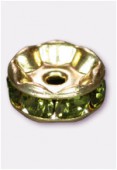 8mm Olivine Rondelle Spacer Beads W / Channel Set Czech Crystals x1