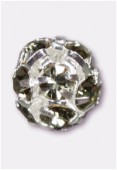 16mm Black Diamond / Silver Rhinestone Ball Beads W / Prong Set Czech Crystals x1
