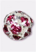6mm Fuschia Rhinestone Ball Beads W / Prong Set Czech Crystals x1