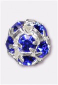 6mm Sapphire Rhinestone Ball Beads W / Prong Set Czech Crystals x1