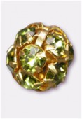 6mm Olivine Rhinestone Ball Beads W / Prong Set Czech Crystals x1