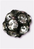 16mm Crystal / Black Rhinestone Ball Beads W / Prong Set Czech Crystals x1