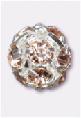8mm Light Rose / Silver Rhinestone Ball Beads W / Prong Set Czech Crystals x1