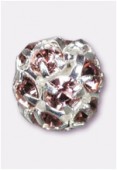 8mm Amethyst /Silver Rhinestone Ball Beads W / Prong Set Czech Crystals x1