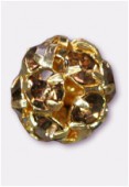 8mm Smoke Topaz / Gold Rhinestone Ball Beads W / Prong Set Czech Crystals x1