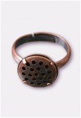 12mm Antiqued Copper Plated Adjustable Ring 19 Holes x1