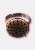 17mm Adjustable Ring 31 Holes Antiqued Copper Plated x50