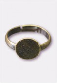 10mm Antiqued Brass Plated Glue On Adjustable Ring x1