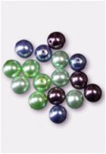 8mm Czech Smooth Round Pearls Green Mix x16