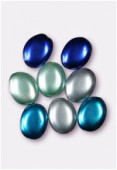 12x9mm Czech Smooth Oval Pearls Blue Mix x8