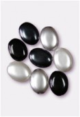 12x9mm Czech Smooth Oval Pearls Blue Gray Mix x8