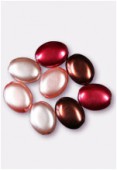 12x9mm Czech Smooth Oval Pearls Red Mix x8