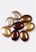 12x9mm Czech Smooth Oval Pearls Brown Mix x8