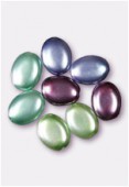 12x9mm Czech Smooth Oval Pearls Green Mix x8