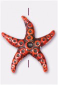 30mm Crafted Beads Color Cinnabar Starfish Bead x2
