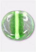 Glass Coin Beads Green x4