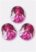 10mm Czech Round Fire Polish Glass Beads Purple Rose Mettalic Ice x6