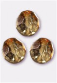 10mm Czech Round Fire Polish Glass Beads Apricot Mettalic Ice x6