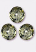 10mm Czech Round Fire Polish Glass Beads Genuine Stone Light Olive x6