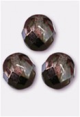 10mm Czech Round Fire Polish Glass Beads Crystal Copper x6