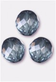 12mm Czech Round Fire Polish Glass Beads Lumi Blue x2