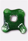 Glass Coin Beads Emerald x1