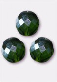 12mm Czech Round Fire Polish Glass Beads Olivine AB x2