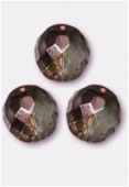 12mm Czech Round Fire Polish Glass Beads Crystal Copper x2