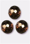 12mm Czech Round Fire Polish Glass Beads Lumi Brown x2