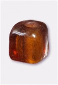 Glass Cube Beads Iridescent Salmon x12