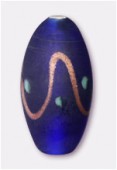 Glass Olive Beads Matte Dark Blue x1