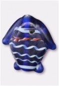Glass Fish Beads Matte Dark Blue x2