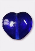 Glass Heart Beads Iridescent Dark Blue x4